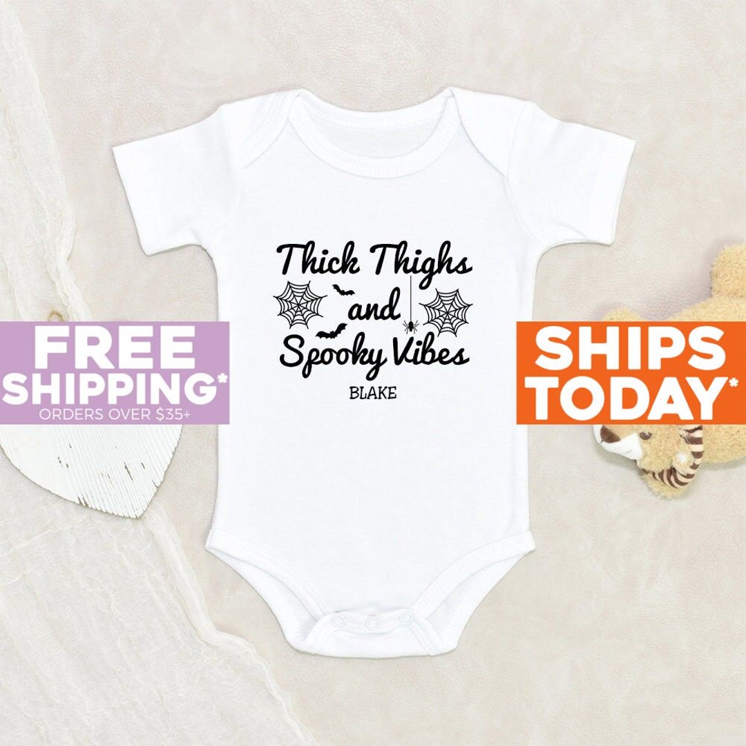 Bats Baby Onesie® Thick Thighs and Spooky Vibe Personalized Etsy