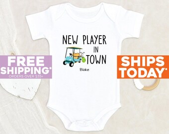 Golfing Baby Onesie® Newest Player At Town Personalized Onesie® Baby Shower Gift Pregnancy Announcement Baby Clothes Golfer Baby Onesie®