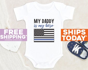 Police Baby Onesie® My Daddy Is My Hero Baby Onesie® Cute Police Officer Onesie® Police Baby Clothes US Police Baby Onesie®