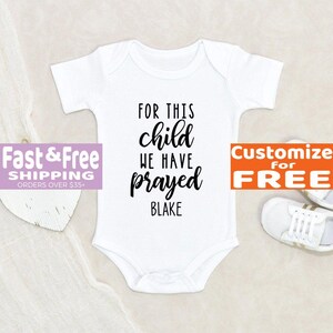 IVF Baby Onesie® For This Child We Have Prayed Custom Name Baby Onesie® Cute Baby Clothes Baby Announcement Onesie® Custom Baby Onesie®