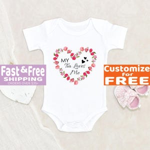 Baby Shower Gift My Tia Loves Me Floral Baby Onesie® New Tia Gift Pregnancy Announcement Baby Onesie® Tia Loves Me Baby Onesie®