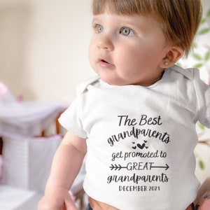 Pregnancy Announcement Onesie® The Best Grandparents Get Promoted To Great Grandparents Personalized Baby Onesie® New Grandma Gift image 3