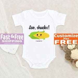 Sweet Corn Baby Onesie® Funny Corn Shuck Sayings Personalized Name Baby Onesie® Newborn Baby Onesie® Cute Food Baby Onesie® Baby Shower Gift