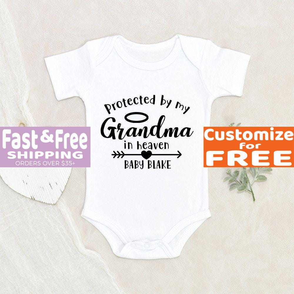 Protected By Grandma In Heaven Personalized Baby Onesie