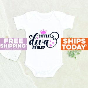 Custom Baby Girl Onesie® Little Diva Personalized Name Baby Onesie® Baby Shower Gift Personalized Baby Clothes Cute Baby Onesie®