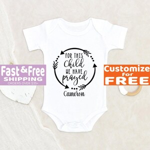 Baby Announcement Onesie® For This Child We Have Prayed Personalized Name Baby Onesie® IVF Baby Onesie® Cute Baby Clothes Custom Onesie®