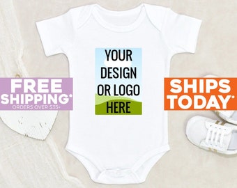 Custom Logo Baby Onesie® Your Design Logo Personalized Baby Onesie® Baby Announcement Onesie® Customized Baby Clothes Cute Baby Shower Gift