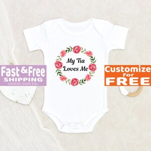 Auntie Baby Onesie® My Tia Loves Me Floral Wreath Baby Onesie® Tia Loves Me Onesie® Pregnancy Announcement Baby Onesie® Cute Baby Onesie®