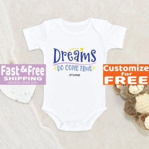 Pregnancy Announcement Baby Onesie® Dreams Do Come Truly Personalized Baby Onesie® Newborn Onesie® Dreamer Baby Onesie® Custom Baby Gift