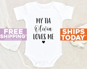 Tia Loves Me Baby Onesie® My Tia Loves Me Personalized Baby Onesie® New Tia Gift Pregnancy Announcement Baby Onesie® Baby Shower Gift