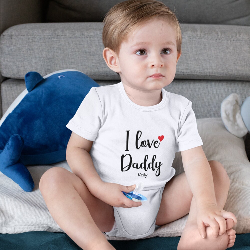 New Dad Gift I Love Daddy Personalized Name Baby Onesie® Baby Etsy