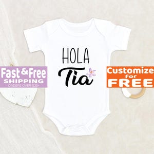 Tia Announcement Onesie® Hola Tia Baby Onesie® Pregnancy Announcement Baby Onesie® Auntie Baby Onesie® Tia Baby Onesie® Baby Shower Gift