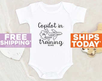 Airplane Baby Onesie® Copilot Training Personalized Name Baby Onesie® Custom Baby Clothes Baby Shower Gift Pregnancy Announcement Onesie®