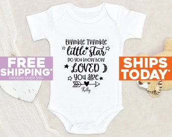 Loved Baby Onesie® Twinkle Twinkle Little Star Personalized Name Baby Onesie® Baby Shower Gift Custom Baby Onesie® Cute Baby Onesie®