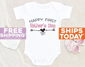 Cute Custom Father’s Day Onesie® Happy Father's Day Onesie® Personalized Baby Girls Onesie® Our First Father’s Day Baby Girls Clothes