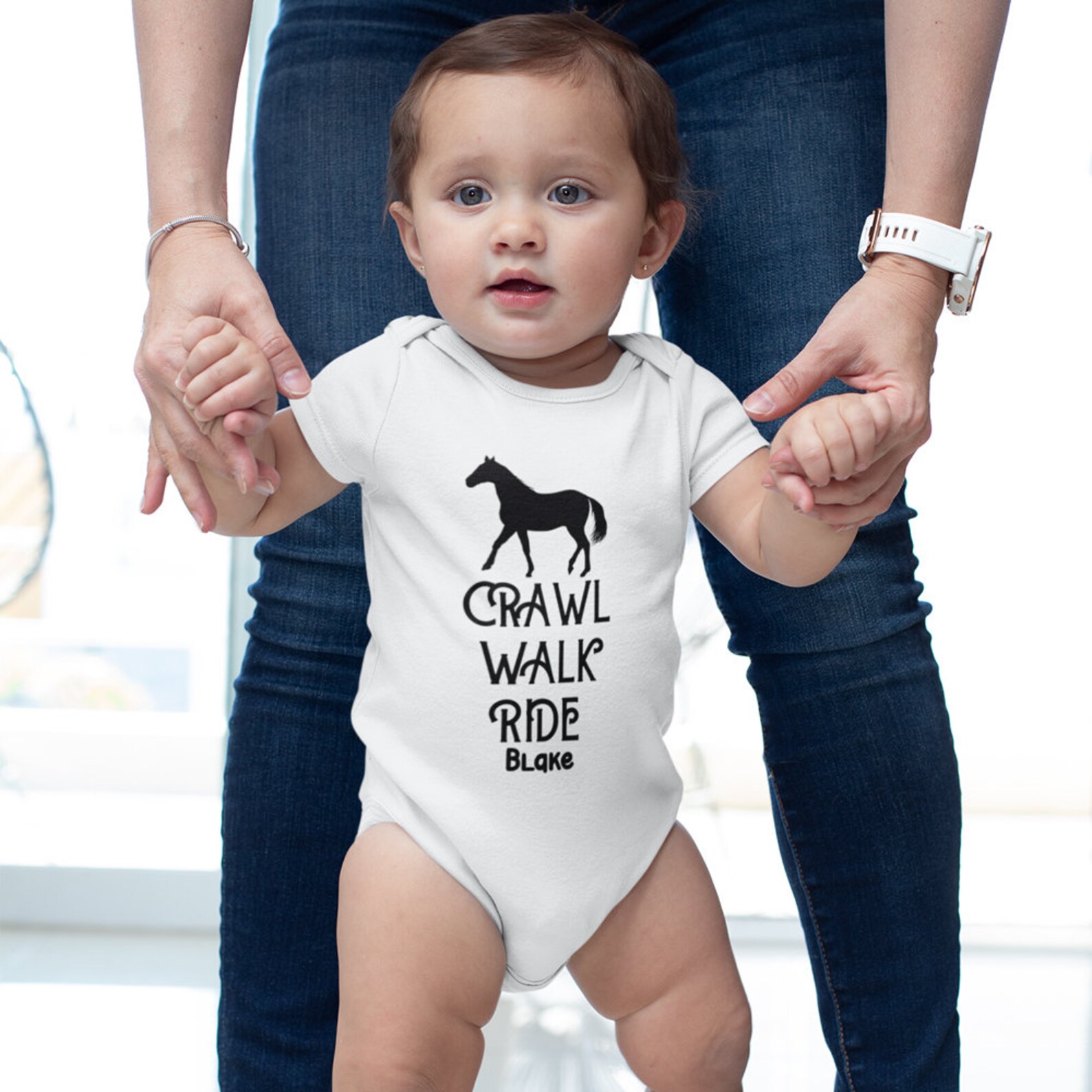 Horse Baby Onesie® Crawl Walk Ride Personalized Name Baby Etsy