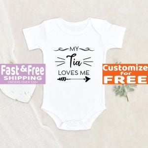 Pregnancy Announcement Baby Onesie® My Tia Loves Me Baby Onesie® Cute Baby Onesie® Tia Baby Onesie® Baby Shower Gift Auntie Baby Onesie®