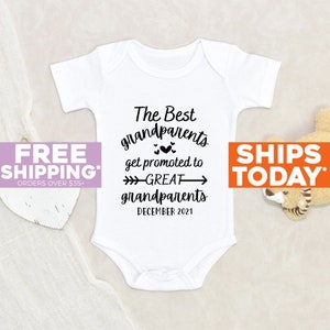 Pregnancy Announcement Onesie® The Best Grandparents Get Promoted To Great Grandparents Personalized Baby Onesie® New Grandma Gift image 1