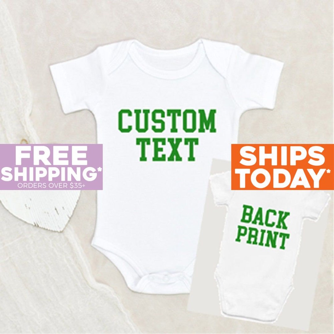 Custom Text Baby Onesie® Custom Front Print and Back Print Baby Onesie