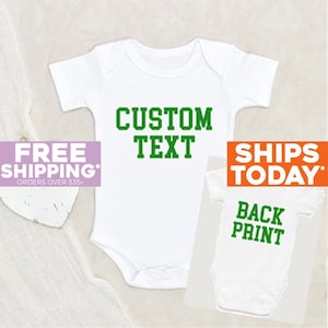 Custom Text Baby Onesie® Custom Front Print And Back Print Baby Onesie® Personalized Onesie® Baby Shower Gift Pregnancy Announcement Onesie®