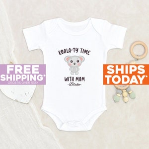 Baby Shower Gift Koala-Ty Hour With Mom Personalized Baby Onesie® Newborn Clothes Pregnancy Announcement Onesie® Cute Animals Baby Onesie®