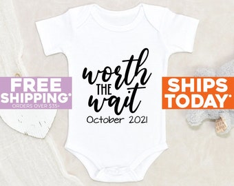 IVF Baby Onesie® Worth The Wait Personalized Baby Onesie® Pregnancy Announcement Onesie® Custom Baby Clothes IVF Baby Clothes Cute Onesie®