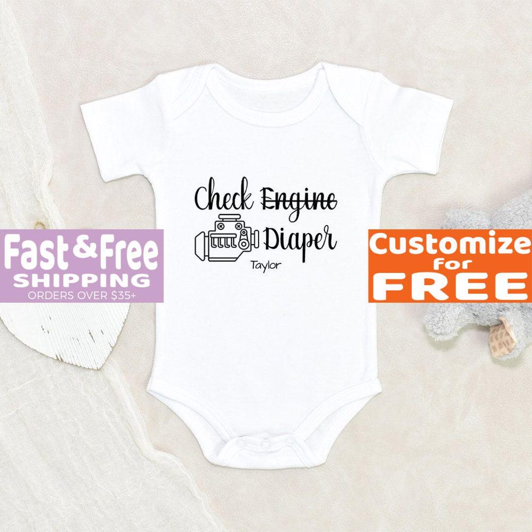 Newborn Baby Onesie® Check Engine Diaper Personalized Baby Onesie ...
