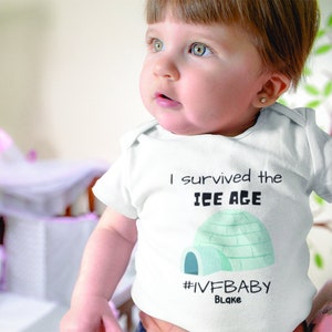 IVF Baby Onesie® I Survived The Ice Age Personalized Name Baby Onesie® Baby Shower Gift Custom Baby Clothes Cute Igloo Baby Onesie® image 2