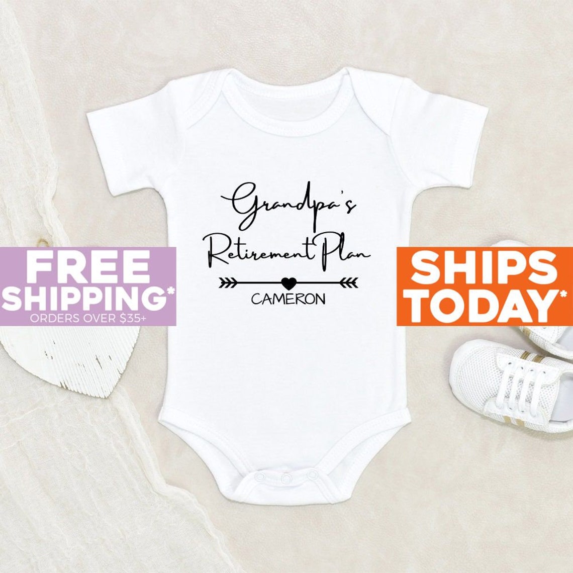 Grandpa Announcement Onesie® Grandpa's Retirement Plan - Etsy