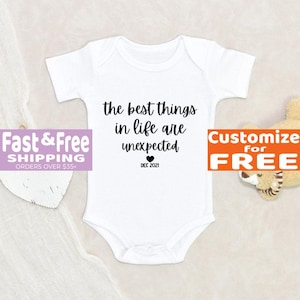Birth Reveal Personalized Onesie® The Best Things In Life Are Unexpected Custom Baby Onesie® Pregnancy Announcement Baby Clothes