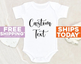 Custom Name Baby Onesie® Custom Text Personalized Baby Onesie® Pregnancy Announcement Onesie® Birth Reveal Baby Onesie® Baby Shower Gift