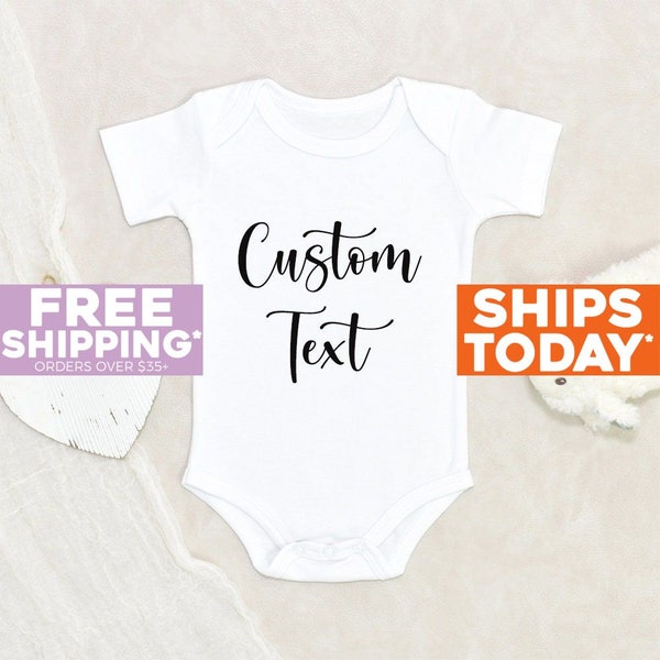 Custom Name Baby Onesie® Custom Text Personalized Baby Onesie® Pregnancy Announcement Onesie® Birth Reveal Baby Onesie® Baby Shower Gift