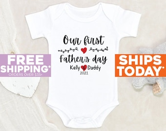 Cute Personalized Onesie® Our First Fathers Day Baby Clothes Our First Fathers Day Onesie® Fathers Day Baby Onesie® Cute Baby Onesie®