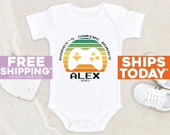 Personalized Gamer Baby Onesie® Gamer Father's Day Daddy's Gaming Pal Baby Clothes Cute Custom Father's Day Onesie® Father's Day Clothes