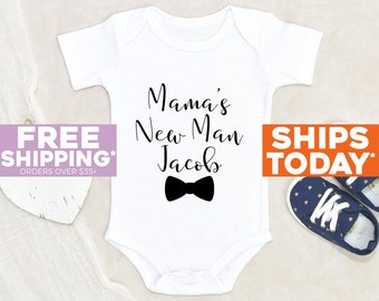 New Baby Boy Gift Mama's New Man Personalized Name Baby Onesie® Custom Baby Clothes Mama's Boy Custom Baby Onesie® Cute Baby Boys Onesie®