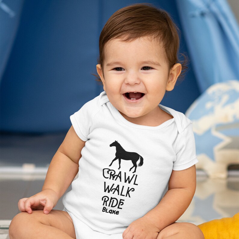 Horse Baby Onesie® Crawl Walk Ride Personalized Name Baby Etsy