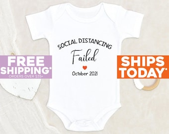 Custom Baby Onesie® Social Distancing Failed Personalized Baby Onesie® Pregnancy Announcement Onesie® Custom Baby Clothes Baby Shower Gift