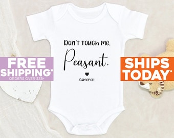 Funny Sayings Baby Clothes Don't Touch Me Peasant Personalized Name Baby Onesie® Custom Baby Onesie® Funny Baby Onesie® Baby Shower Gift