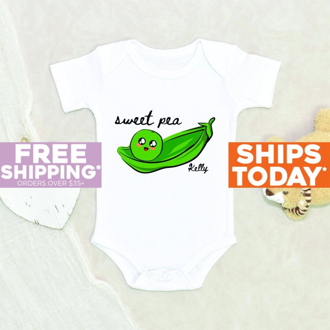 Vegetable Onesie® Sweet Pea Personalized Name Baby Onesie® Baby Shower