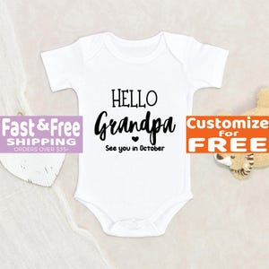 New Baby Gift Hello Grandpa Personalized Baby Onesie® Cute Grandpa Baby Onesie® Baby Shower Gift Pregnancy Announcement Custom Onesie®