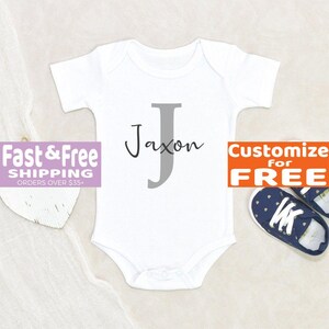 Baby Boy Name Onesie® Personalized Initial And Name Baby Onesie® Custom Text Baby Onesie® Baby Shower Gift Pregnancy Reveal Baby Onesie®