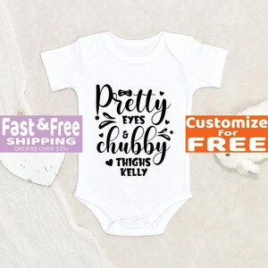 Custom Baby Onesie® Pretty Eyes And Chubby Eyes Personalized Name Baby Onesie® Personalized Baby Onesie® Cute Baby Onesie® Baby Shower Gift