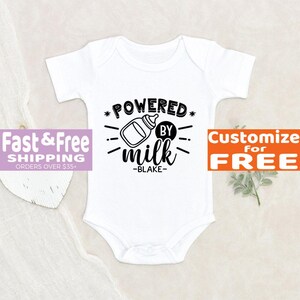 Cute Baby Onesie® Powered By Milk Personalized Name Baby Onesie® Funny Baby Onesie® New Baby Gift Baby Shower Gift Custom Baby Clothes