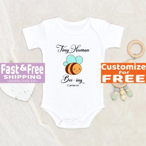 Honeybee Baby Onesie® Mini Humans Bee-Ing Personalized Baby Onesie® Cute Bees Baby Onesie® Newborn Baby Clothes Cute Animals Baby Onesie®