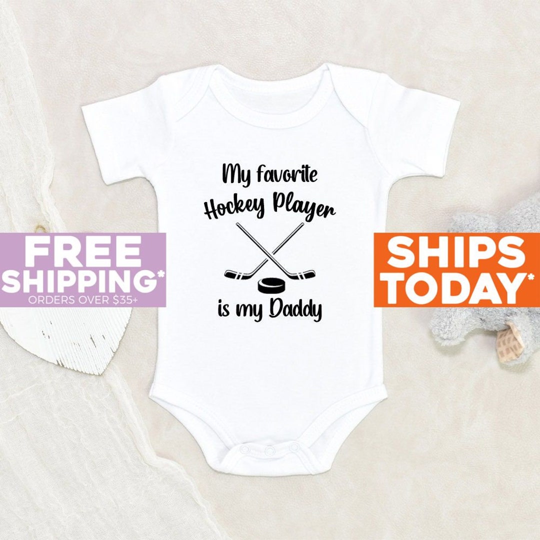Sporty Baby Onesie® My Favorite Hockey Player is My Dad Etsy