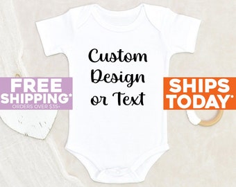 Customized Text Baby Onesie® Custom Design Text Personalized Onesie® Unisex Baby Onesie® Custom Baby Clothes Baby Shower Gift Unique Onesie®