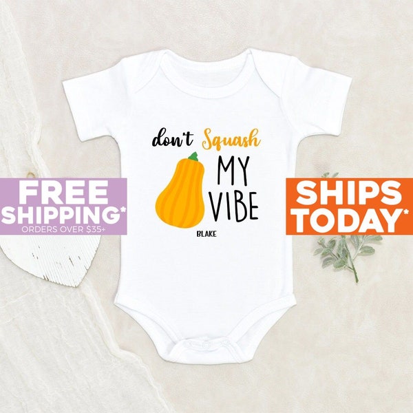 Thanksgiving Baby Onesie® Don't Squash My Vibe Personalized Baby Onesie® Custom Baby Clothes Autumn Baby Onesie® Vegetable Baby Onesie®