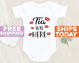 Baby Shower Gift Tia Was Here Baby Onesie® Pregnancy Announcement Baby Onesie® Auntie Baby Onesie® Tia Baby Onesie® Cute Baby Onesie®