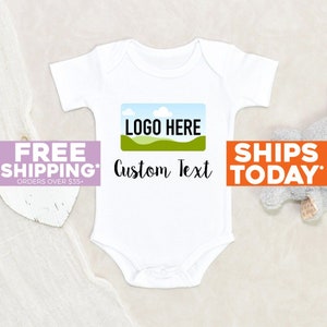 Baby Shower Gift Custom Text And Logo Baby Onesie® Baby Announcement Baby Onesie® Personalized Text Onesie® Pregnancy Announcement Onesie®