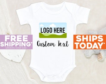 Baby Shower Gift Custom Text And Logo Baby Onesie® Baby Announcement Baby Onesie® Personalized Text Onesie® Pregnancy Announcement Onesie®